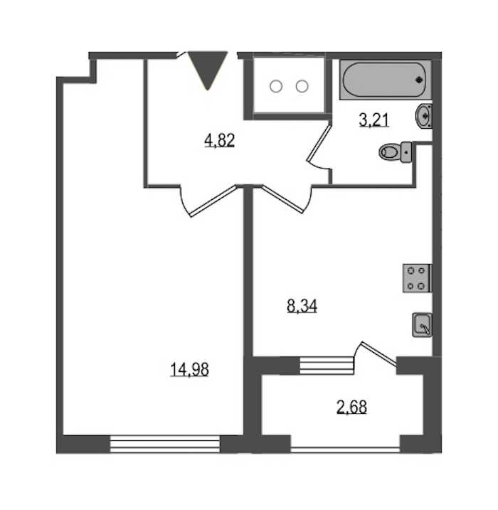 Однокомнатная квартира в : площадь 32.69 м2 , этаж: 1 – купить в Санкт-Петербурге